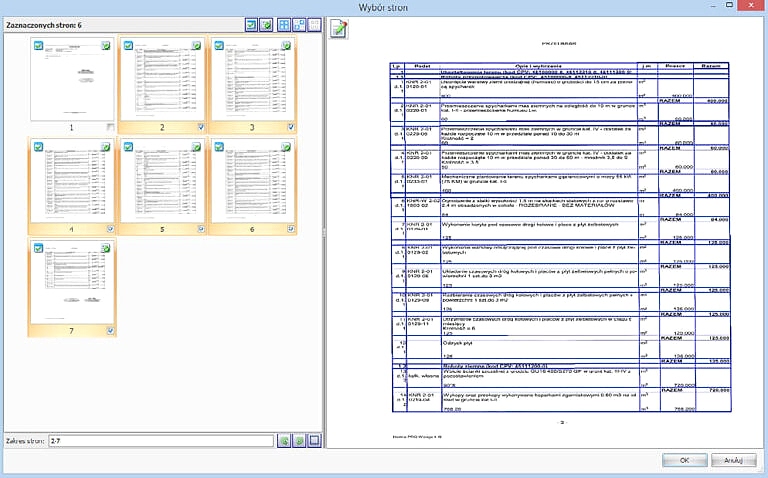 Import zeskanowanych wydruków przedmiarów i kosztorysów zapisanych w formacie PDF