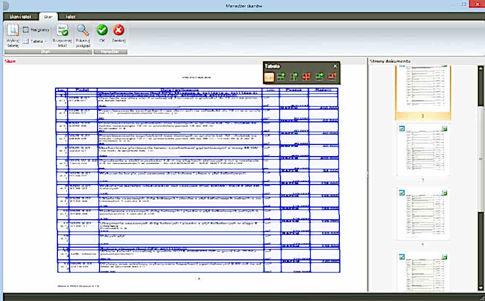 Import zeskanowanych wydruków przedmiarów i kosztorysów zapisanych w formacie PDF