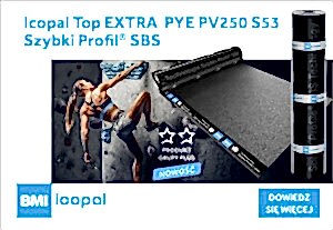 Zgrzewalna papa wierzchniego krycia Icopal Top EXTRA PYE PV250 S53 Szybki Profil® SBS