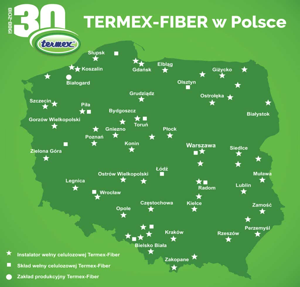 Sieć instalatorów Termex obejmuje cały kraj. Od 2020 roku dystrybutorem Termex została sieć hurtowni SIG.