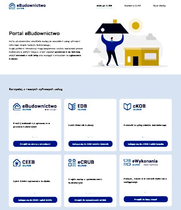 Portal eBudownictwo – widok strony e-budownictwo.gunb.gov.pl Autor GUNB